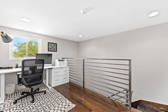 2629 W Homer St, Chicago, IL 60647 - office with dark wood-type flooring and recessed lighting