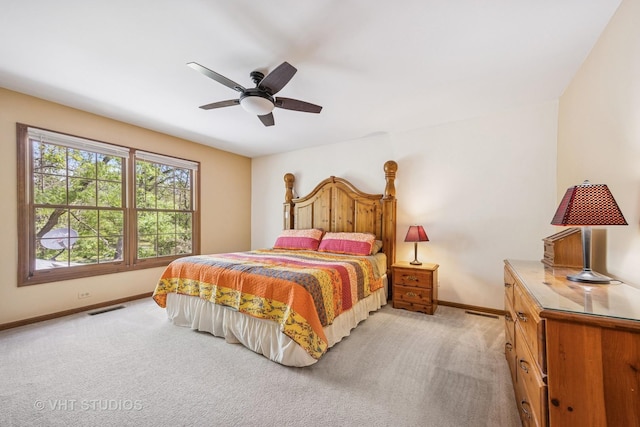 5808 Amherst Ct, Mchenry, IL 60050 - bedroom featuring baseboards, light colored carpet, and ceiling fan