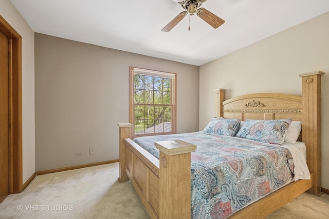 5808 Amherst Ct, Mchenry, IL 60050 - bedroom with light carpet, baseboards, and ceiling fan