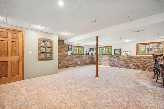 5808 Amherst Ct, Mchenry, IL 60050 - basement with carpet floors and a drop ceiling