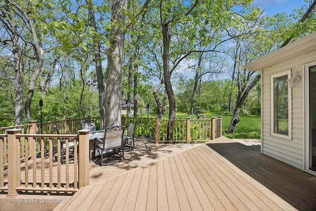 5808 Amherst Ct, Mchenry, IL 60050 - deck featuring outdoor dining space and view of scattered trees