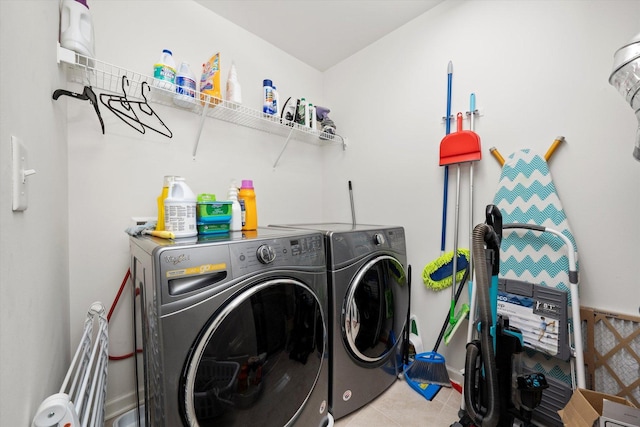 217 Owen St, Matteson, IL 60443 - laundry area featuring separate washer and dryer and tile patterned floors