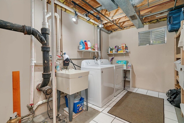 3513 Harris Dr, Joliet, IL 60431 - washroom featuring washing machine and dryer and tile patterned flooring