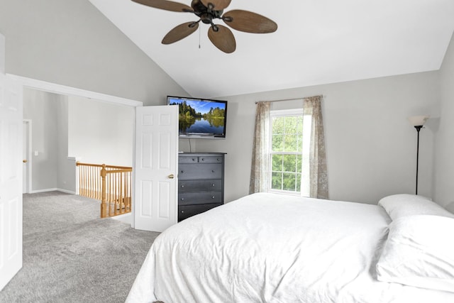 2451 Stonegate Rd Unit 2451, Algonquin, IL 60102 - bedroom with carpet floors, vaulted ceiling, and ceiling fan