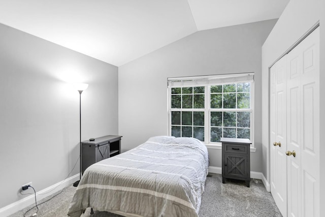 2451 Stonegate Rd Unit 2451, Algonquin, IL 60102 - carpeted bedroom featuring lofted ceiling, baseboards, and a closet
