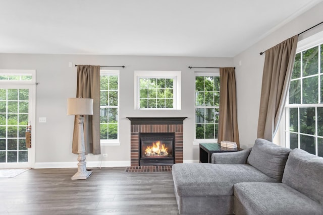 2451 Stonegate Rd Unit 2451, Algonquin, IL 60102 - living room with wood finished floors, healthy amount of natural light, baseboards, and a fireplace