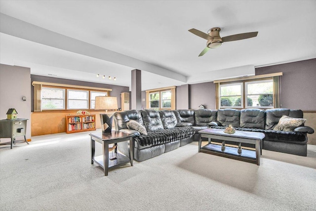 1016 W Willow Ln, Mount Prospect, IL 60056 - living area featuring carpet and a ceiling fan