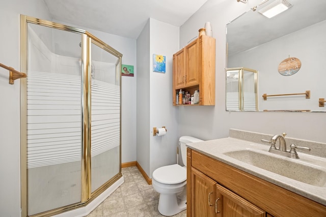 7 Woodmar Ct, Streamwood, IL 60107 - full bath with toilet, a stall shower, vanity, and baseboards