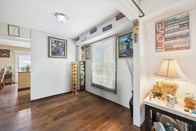 7 Woodmar Ct, Streamwood, IL 60107 - sitting room featuring dark wood-type flooring and baseboards