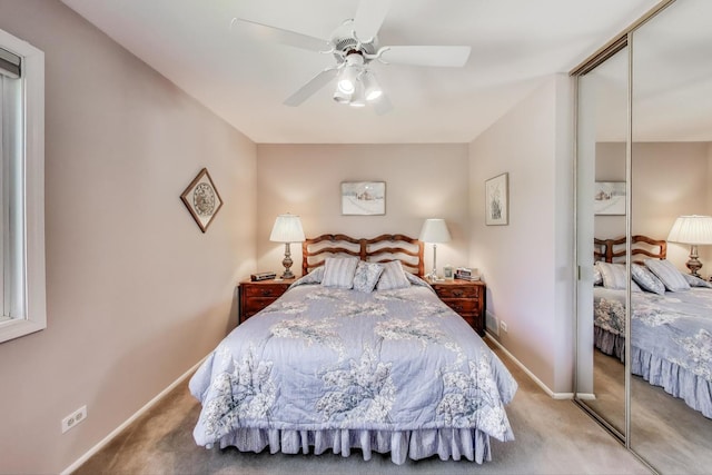 609 Bryce Trl, Roselle, IL 60172 - bedroom featuring carpet, a closet, ceiling fan, and baseboards