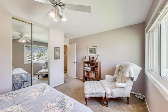 609 Bryce Trl, Roselle, IL 60172 - bedroom with carpet, a closet, ceiling fan, and baseboards