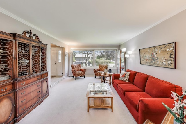 609 Bryce Trl, Roselle, IL 60172 - carpeted living area featuring crown molding