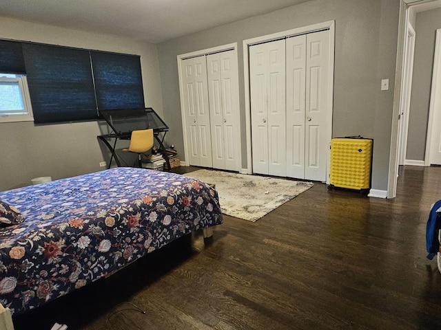 8554 Fir St, Orland Park, IL 60462 - bedroom with wood finished floors, two closets, and baseboards