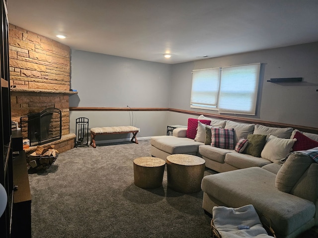 8554 Fir St, Orland Park, IL 60462 - carpeted living room featuring a fireplace