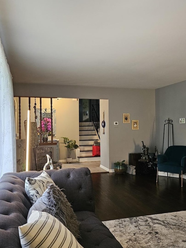 8554 Fir St, Orland Park, IL 60462 - living room featuring wood finished floors, stairway, and baseboards