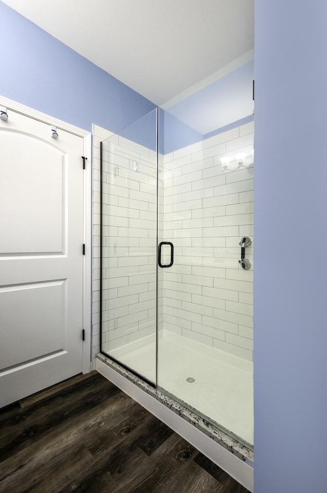 27363 W Macura St, Channahon, IL 60410 - full bath featuring a stall shower and wood finished floors