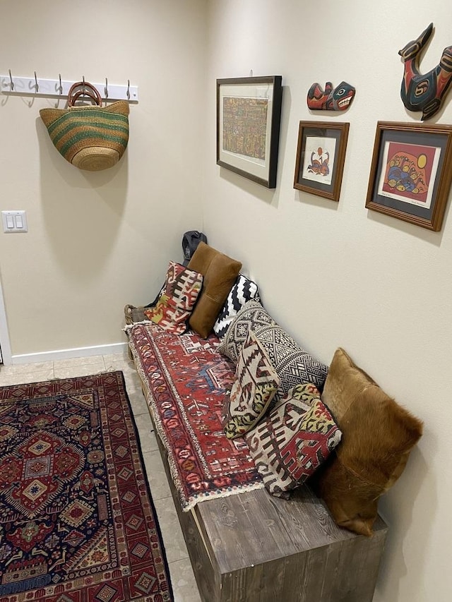mudroom with tile patterned flooring