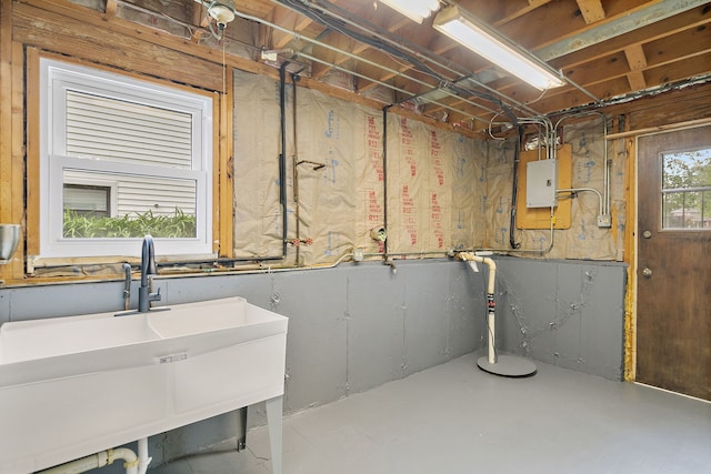 610 Catalpa Ln, Bartlett, IL 60103 - below grade area with a sink and electric panel