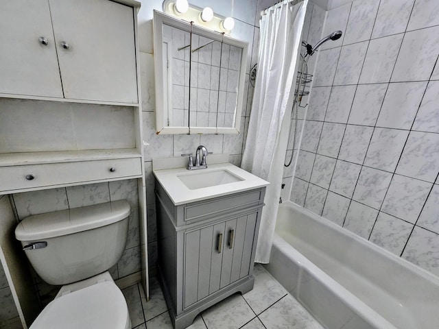 8928 Steven Dr Unit 2F, Des Plaines, IL 60016 - bathroom featuring toilet, shower / tub combo with curtain, and vanity