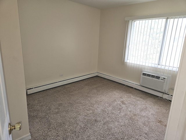 8928 Steven Dr Unit 2F, Des Plaines, IL 60016 - empty room featuring carpet flooring, baseboard heating, and a wall mounted air conditioner