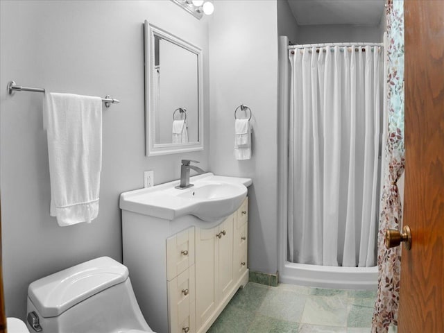 7417 N Hill Rd, Marengo, IL 60152 - bathroom with vanity, toilet, and a shower stall