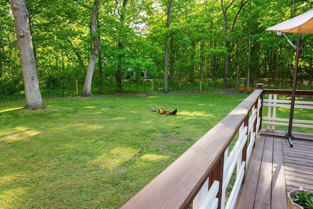 7417 N Hill Rd, Marengo, IL 60152 - view of green lawn with a wooden deck