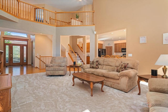 1701 Driftwood Ln, Crystal Lake, IL 60014 - living area featuring a towering ceiling and stairway
