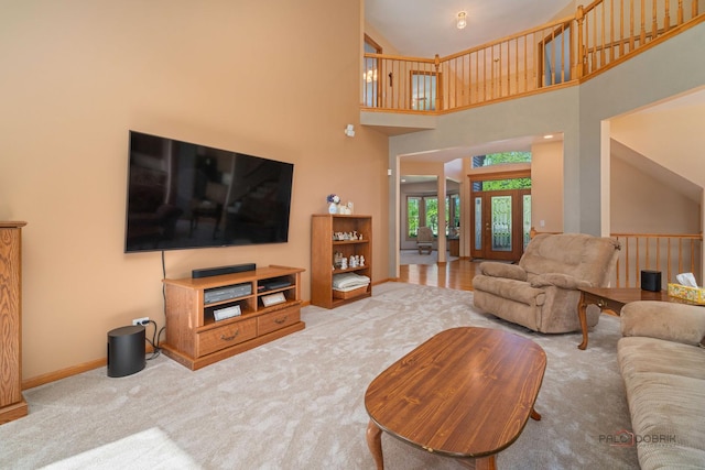 1701 Driftwood Ln, Crystal Lake, IL 60014 - living room featuring carpet floors and a towering ceiling