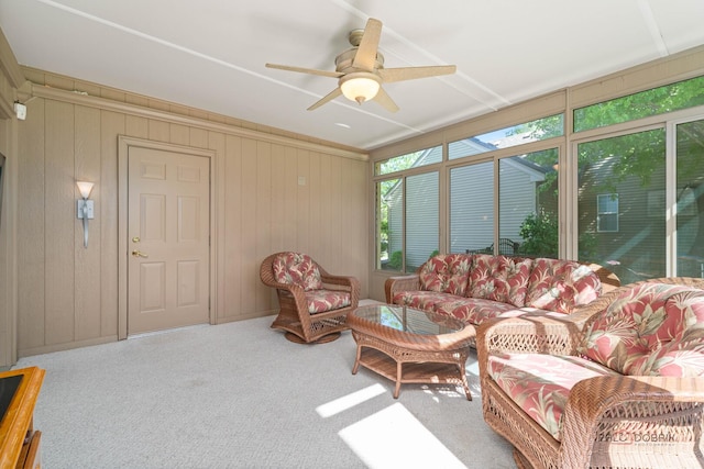 1701 Driftwood Ln, Crystal Lake, IL 60014 - carpeted living area featuring ceiling fan