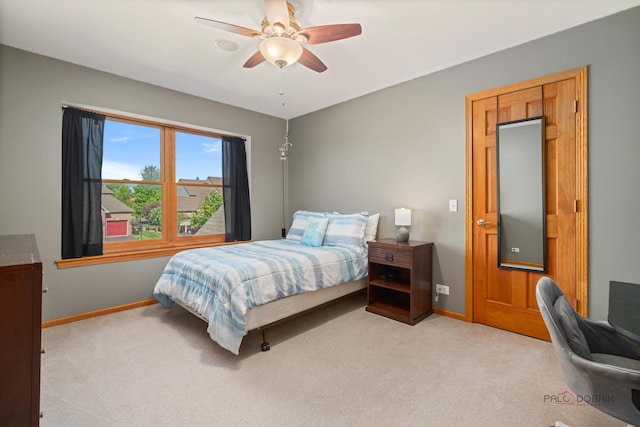 1701 Driftwood Ln, Crystal Lake, IL 60014 - bedroom with light colored carpet, baseboards, and ceiling fan