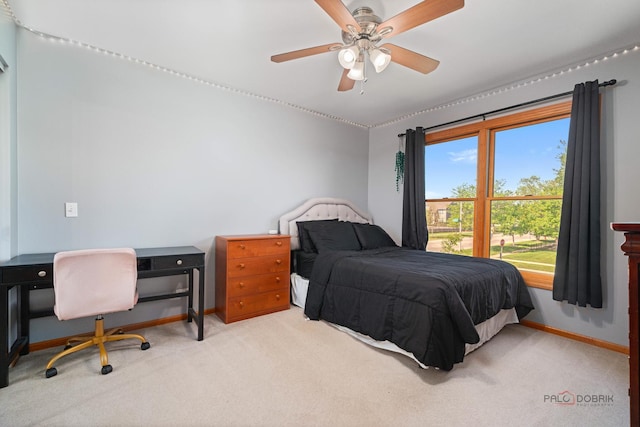 1701 Driftwood Ln, Crystal Lake, IL 60014 - bedroom with baseboards, carpet flooring, and a ceiling fan