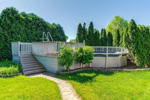 1701 Driftwood Ln, Crystal Lake, IL 60014 - view of pool with a deck, stairs, a covered pool, and a yard