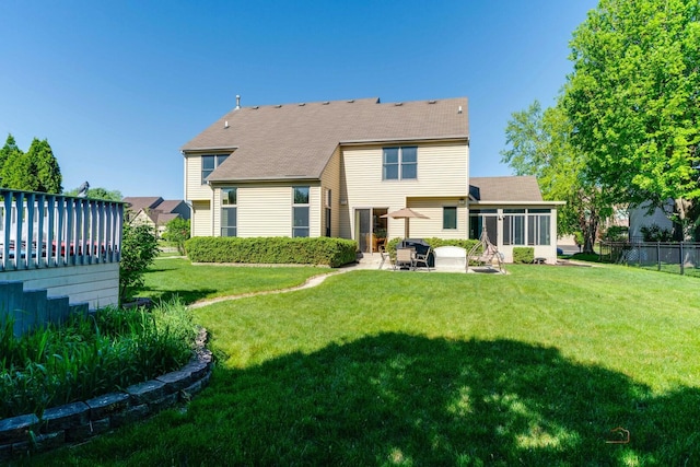 1701 Driftwood Ln, Crystal Lake, IL 60014 - rear view of house featuring a sunroom and a patio area
