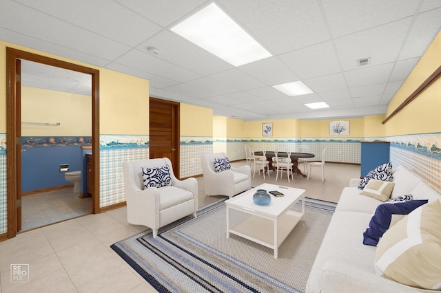 13460 S Magnolia Dr, Plainfield, IL 60544 - living area with a paneled ceiling and tile patterned flooring