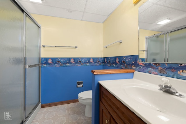 13460 S Magnolia Dr, Plainfield, IL 60544 - full bath with a stall shower, vanity, a paneled ceiling, and tile patterned floors