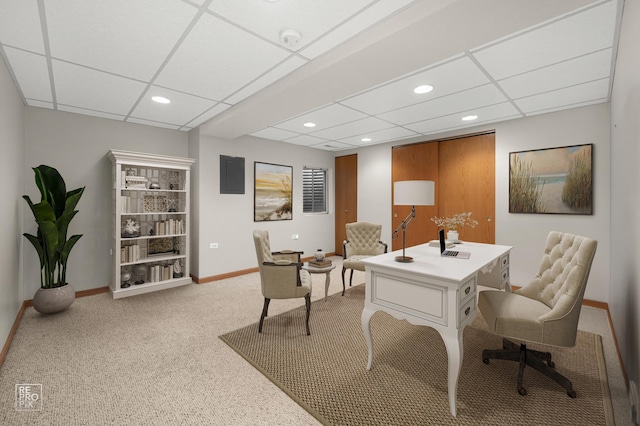 13460 S Magnolia Dr, Plainfield, IL 60544 - office space featuring a paneled ceiling, recessed lighting, and carpet