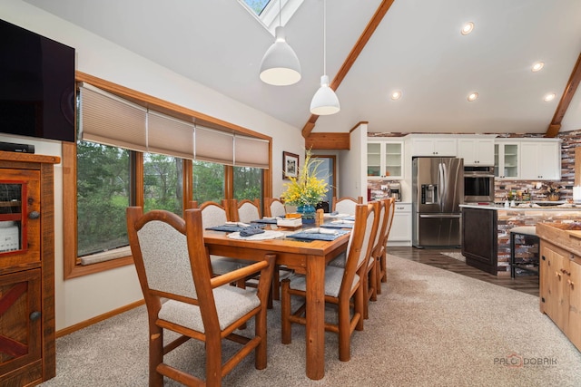 4308 Miller Oaks Dr, Mchenry, IL 60051 - dining space with vaulted ceiling, recessed lighting, and a skylight