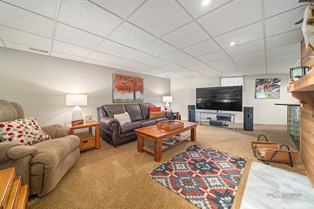 4308 Miller Oaks Dr, Mchenry, IL 60051 - carpeted living area with a paneled ceiling, baseboards, and recessed lighting