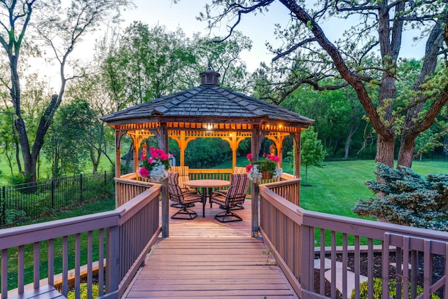 4308 Miller Oaks Dr, Mchenry, IL 60051 - wooden terrace with a gazebo and outdoor dining area