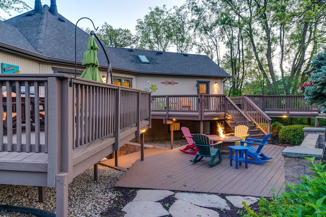 4308 Miller Oaks Dr, Mchenry, IL 60051 - wooden terrace featuring an outdoor fire pit and stairs