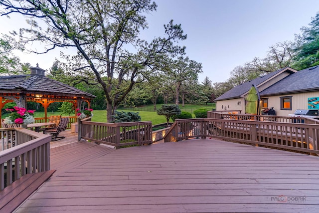 4308 Miller Oaks Dr, Mchenry, IL 60051 - wooden deck featuring a gazebo and a yard