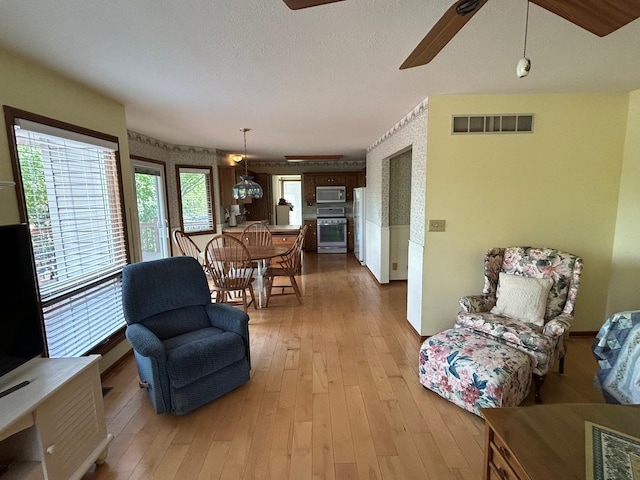 122 San Carlos Rd, Minooka, IL 60447 - living area with ceiling fan and light wood-style floors