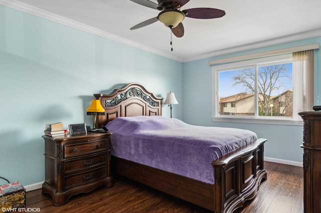 7330 Winthrop Way Unit 2, Downers Grove, IL 60515 - bedroom with wood finished floors, baseboards, ornamental molding, and a ceiling fan