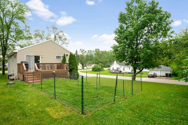 5117 Lear St, Wonder Lake, IL 60097 - view of yard featuring a wooden deck