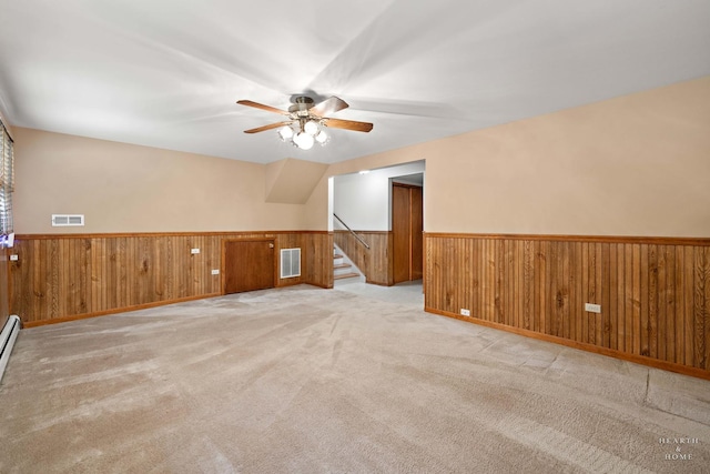 35976 N Fairfield Rd, Ingleside, IL 60041 - bonus room with wainscoting, a ceiling fan, light colored carpet, and stairway
