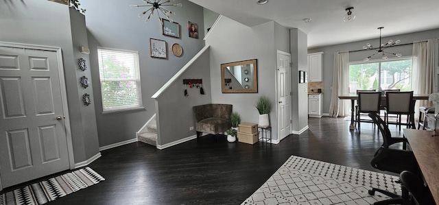 2383 Shiloh Dr, Aurora, IL 60503 - entryway featuring a chandelier and dark wood-style flooring