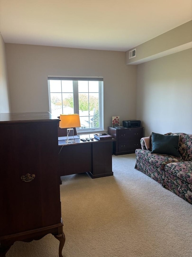 office area with light carpet