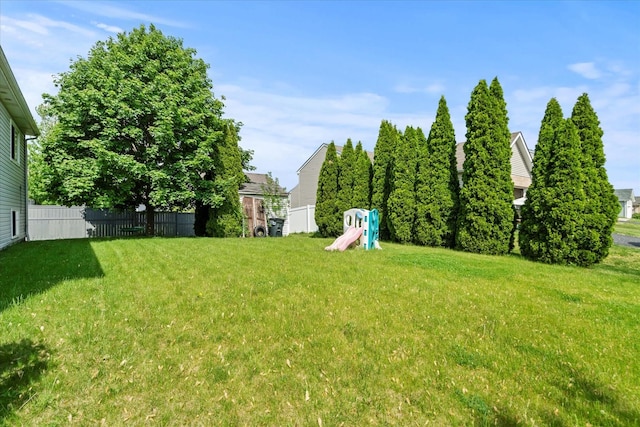 view of yard with a playground