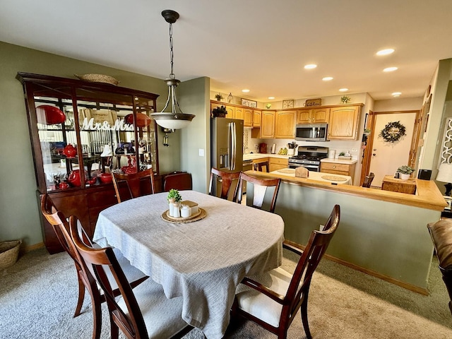 18233 Eagle Dr, Tinley Park, IL 60477 - dining room with light carpet, recessed lighting, and baseboards