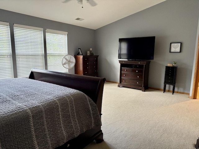 18233 Eagle Dr, Tinley Park, IL 60477 - bedroom with vaulted ceiling, carpet floors, baseboards, and ceiling fan